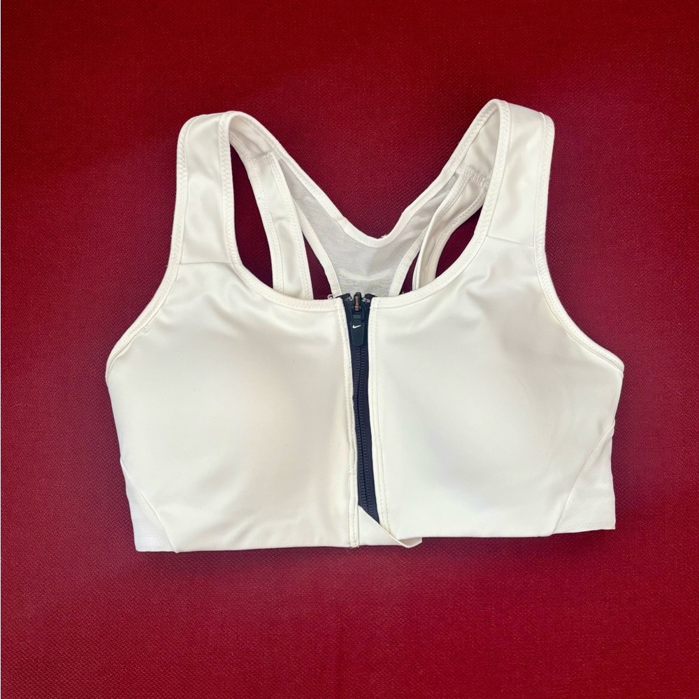 Nike White Sports Bra with Zip Front
